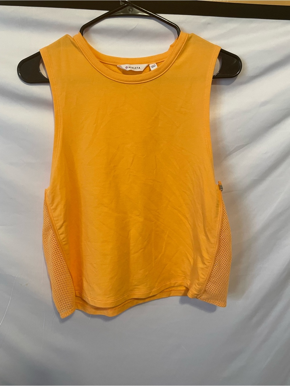 Athleta Orange Mesh-Side Zipper Athletic Tank Top XS